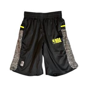 NBA Athletic Shorts Black Gray Neon Logo Mens Small Basketball Gym